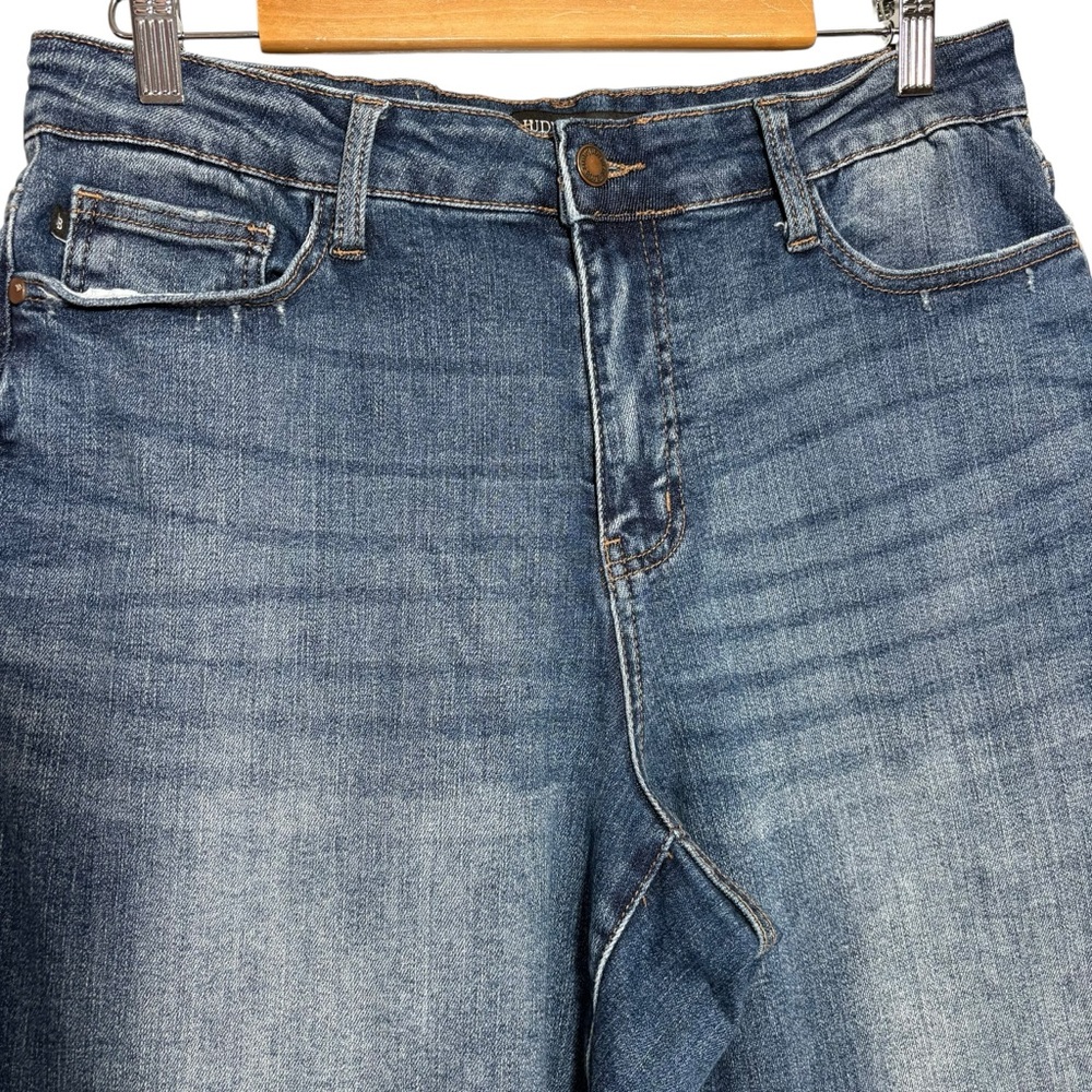 JUDY BLUE | Women Vintage Wash Blue High Waist Wide Leg Crop Denim Jean size 14W - Picture 6 of 15